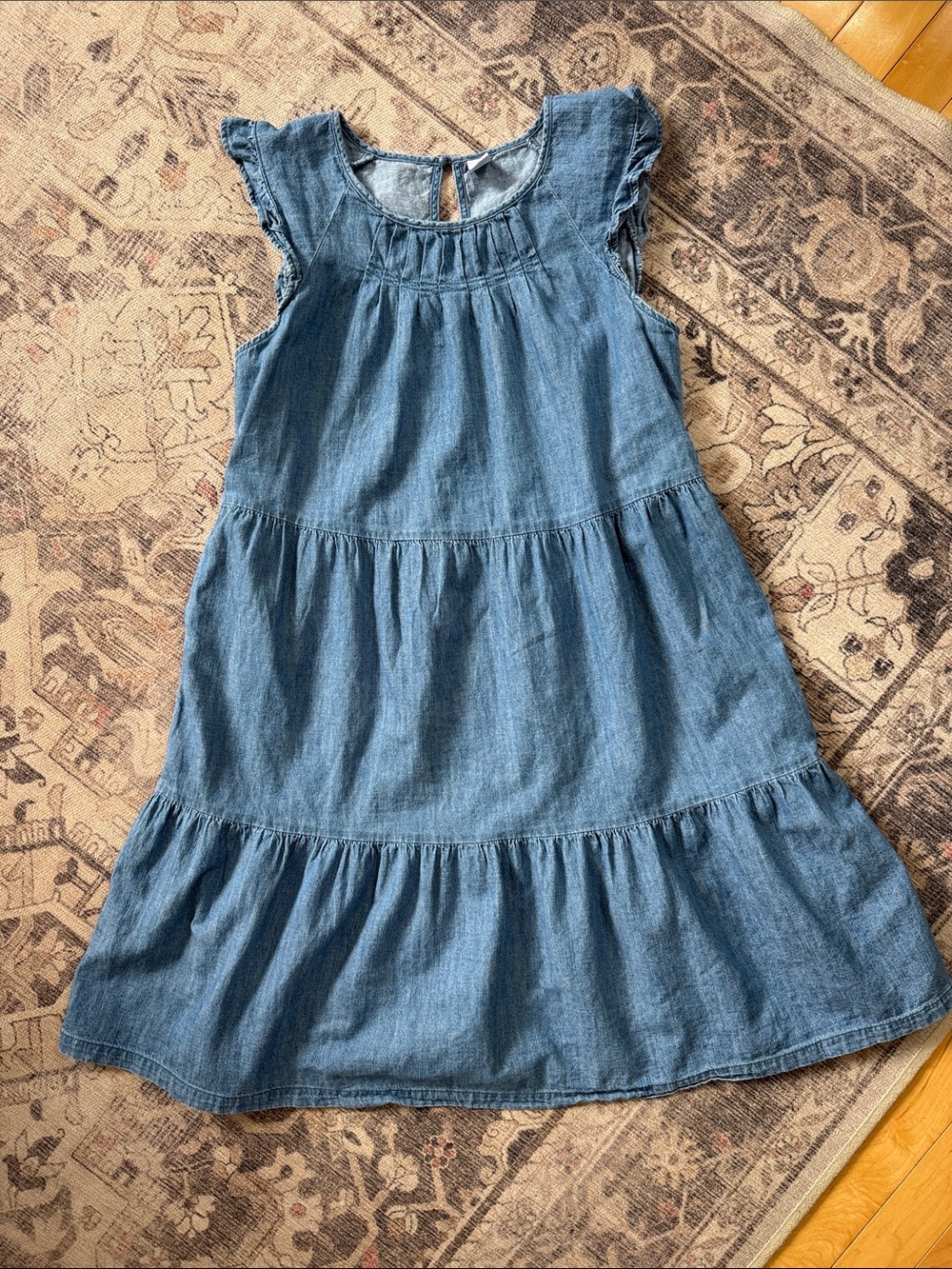 Old Navy Denim Tiered Ruffle Sleeve Dress - Blue